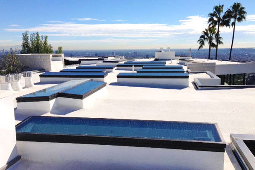 Spray foam rooftop view overlooking the city, Mesa, AZ.