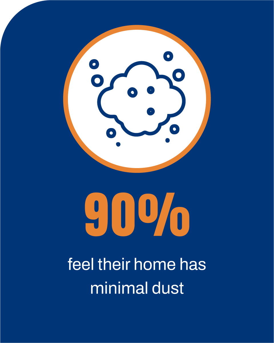 90% of homeowners feel their home has minimal dust.